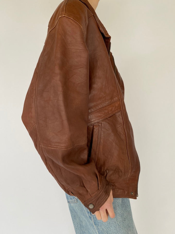 Vintage brown leather jacket 5363