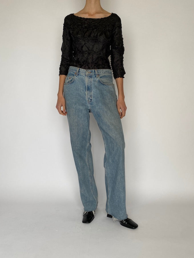 Vintage black wrinkled-effect top 5137