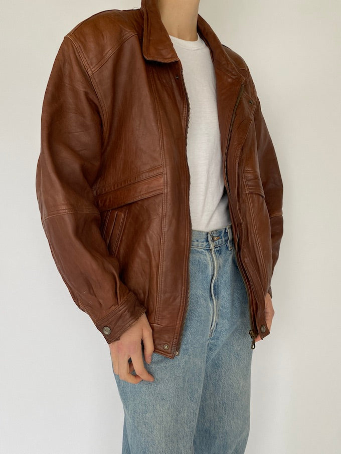 Vintage brown leather jacket 5363