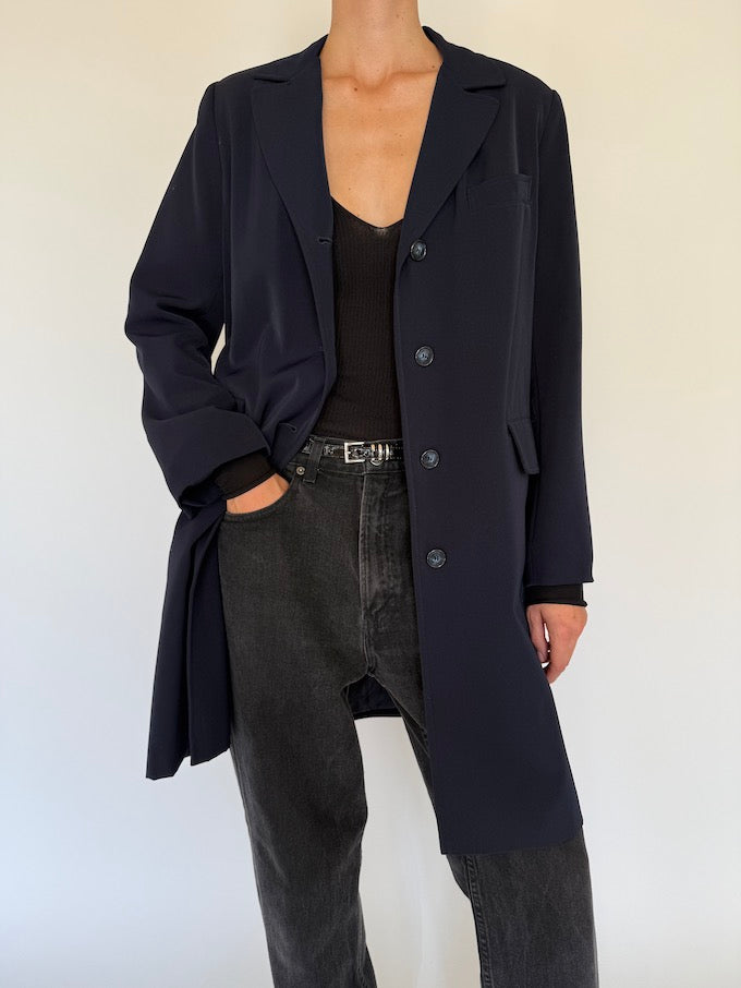 Vintage long coat in navy 5741