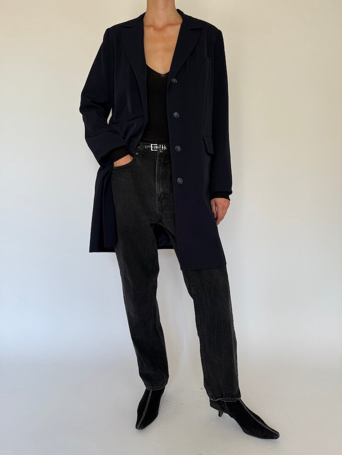 Vintage long coat in navy 5741