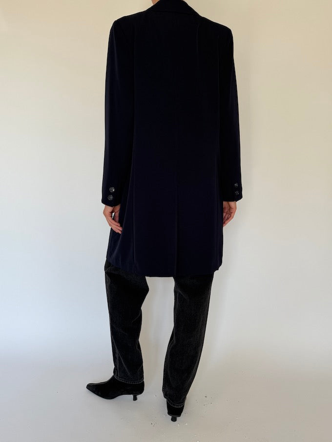 Vintage long coat in navy 5741