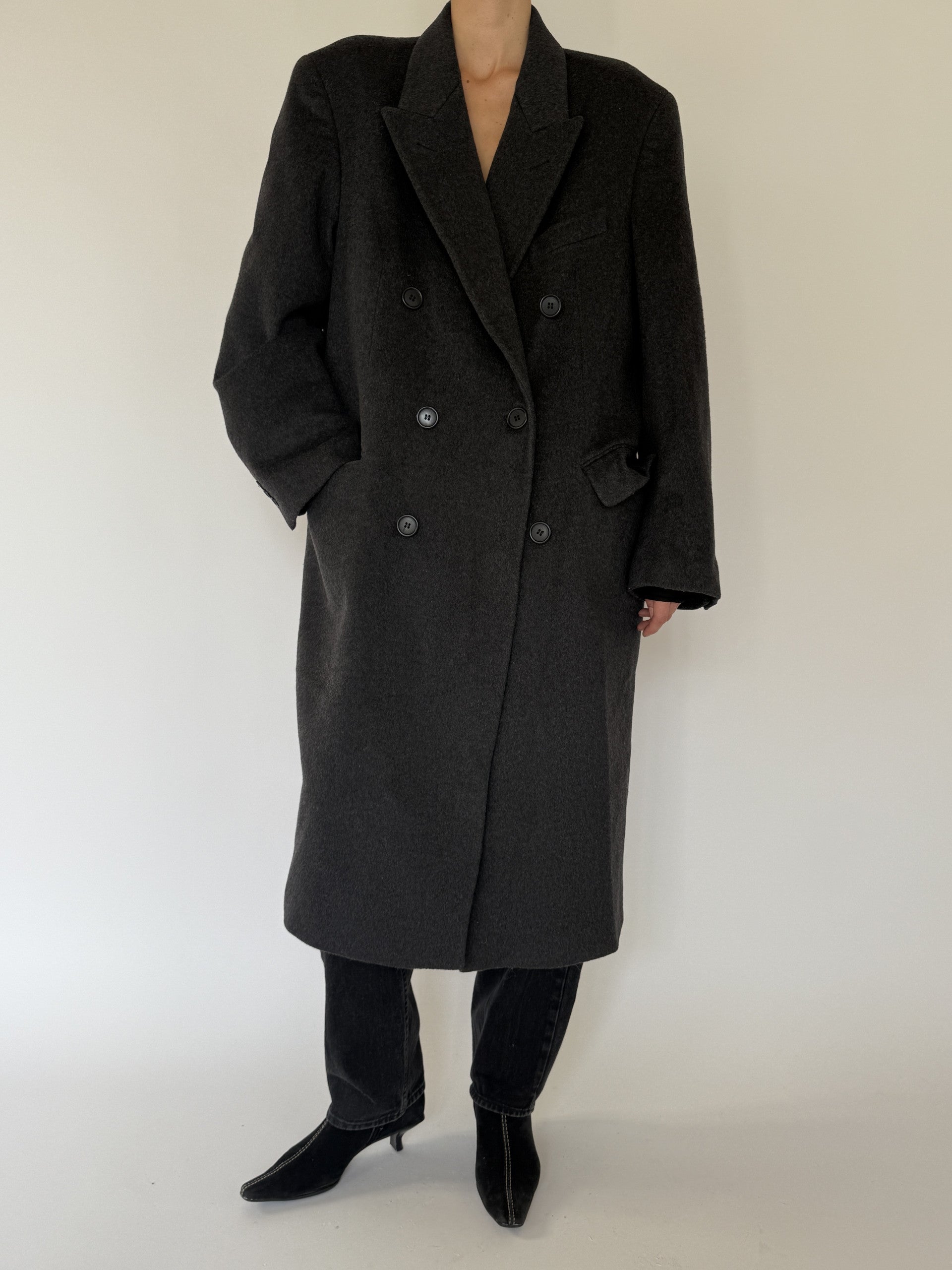 Vintage long coat in dark grey 5706