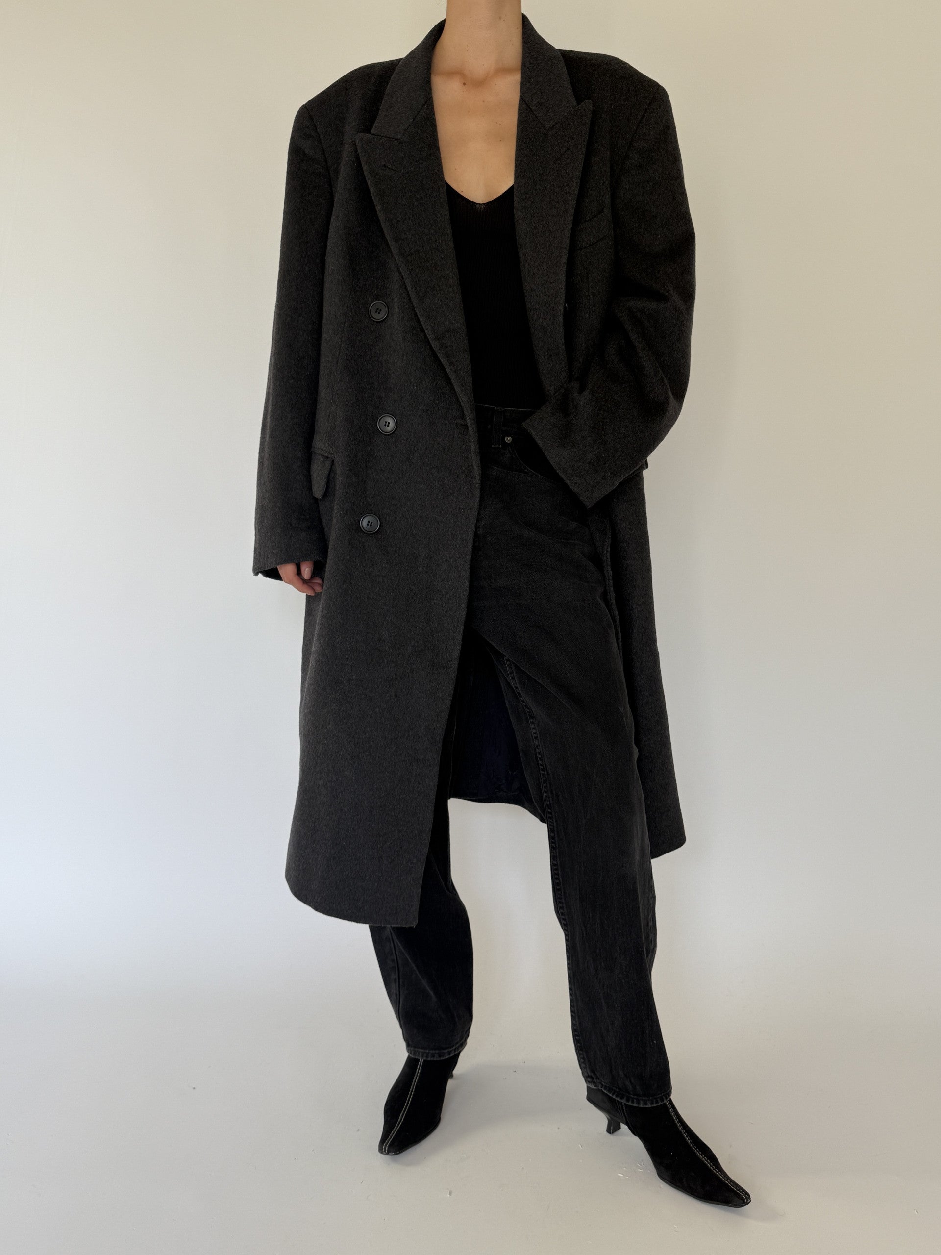 Vintage long coat in dark grey 5706