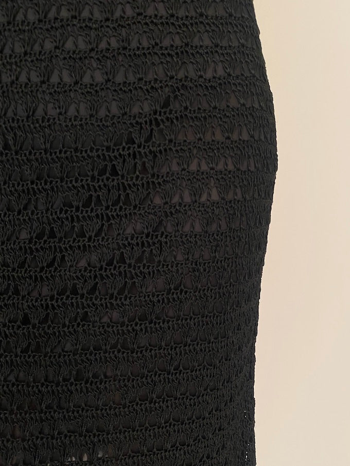 Vintage black mid crochet dress 4753