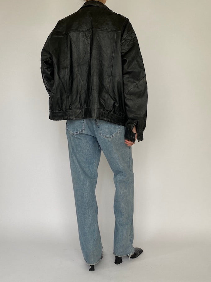 Vintage leather jacket in black 5376