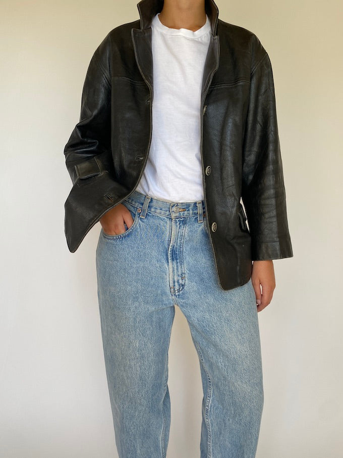 Vintage leather jacket in black 5429