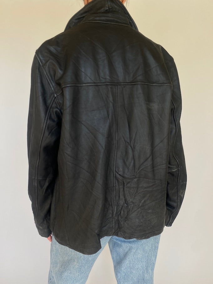 Vintage leather jacket in black 5394