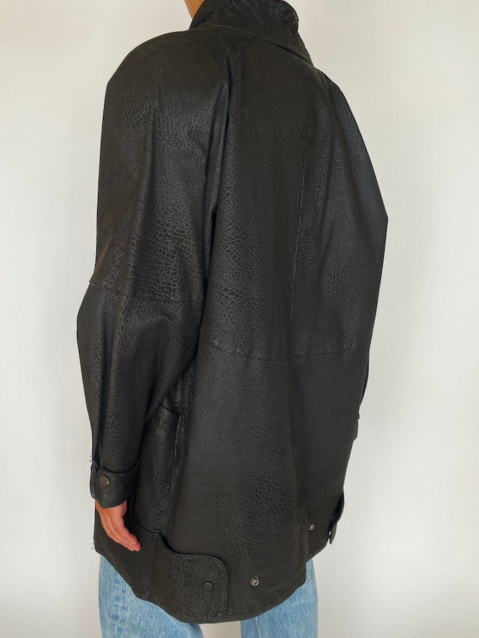 Vintage black leather jacket 4814
