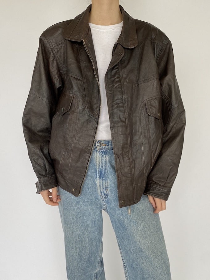 Vintage leather jacket in brown 5373