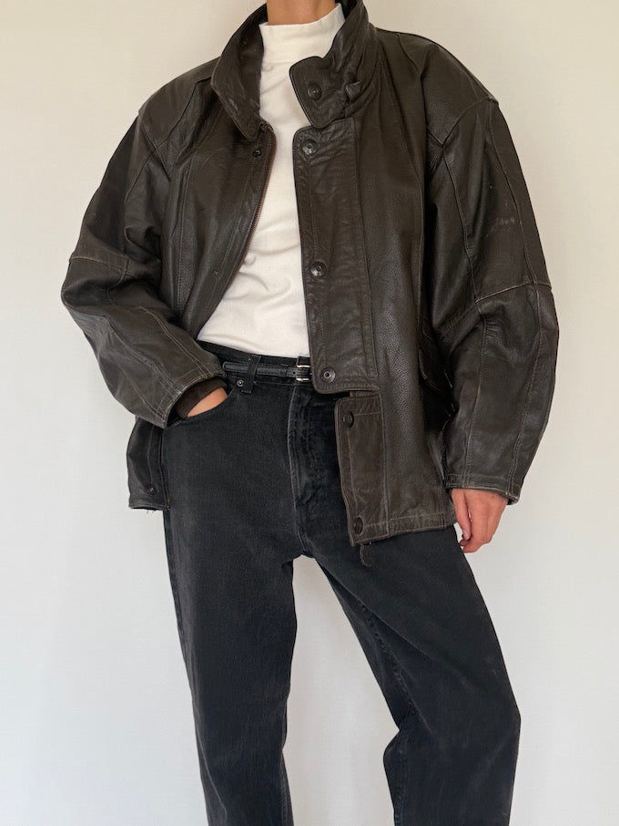 Vintage leather jacket in brown 5384