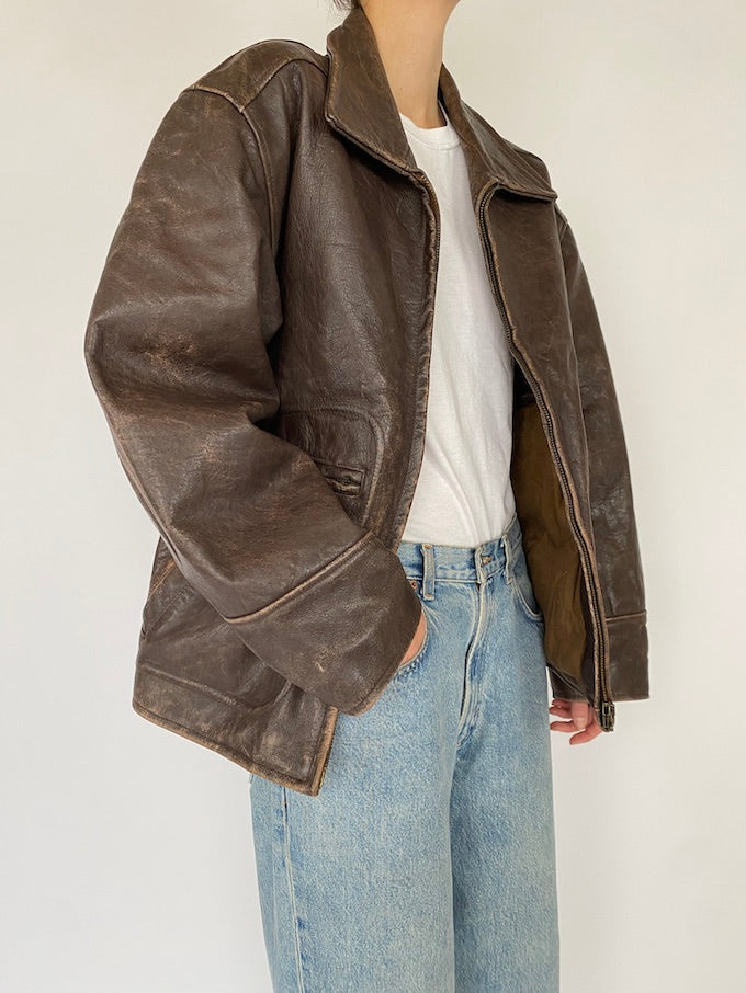 Vintage leather jacket in brown 5386