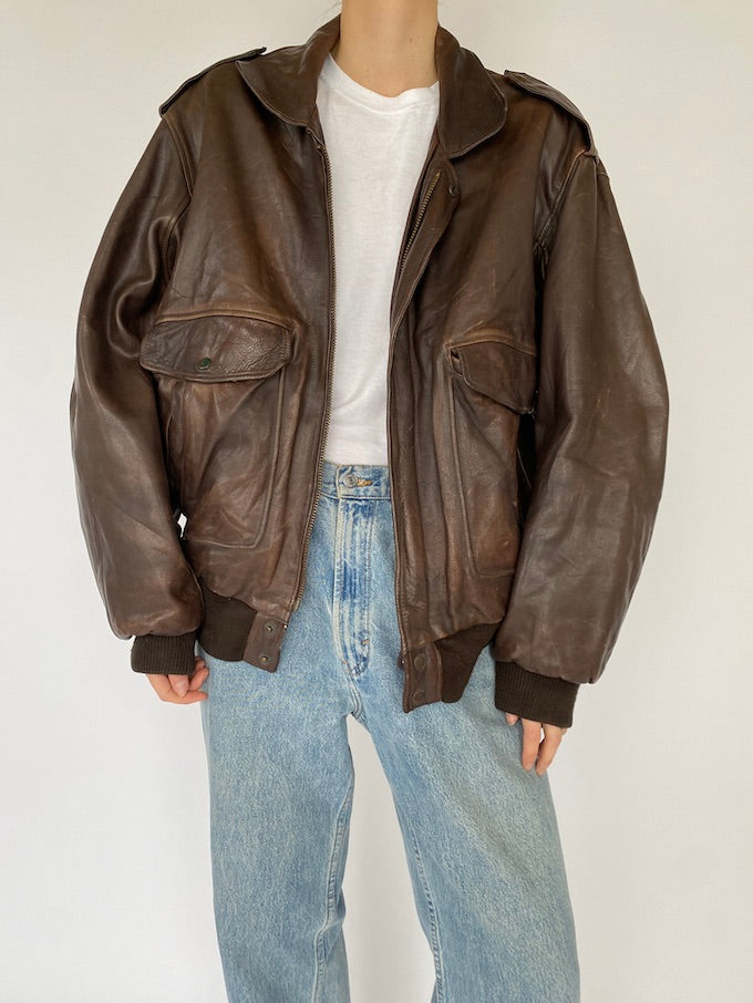 Vintage leather jacket in brown 5362