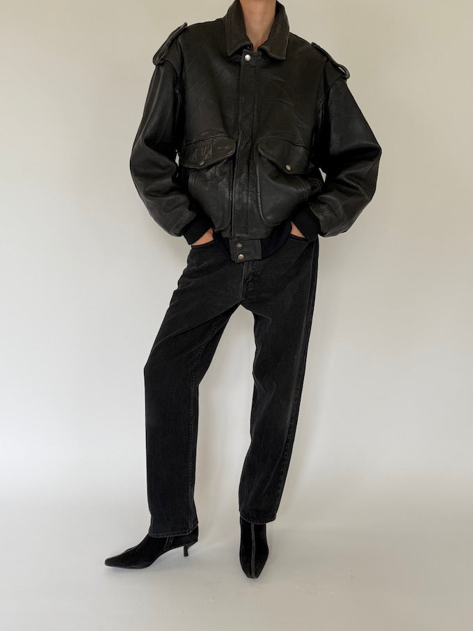 Vintage Leather jacket in Black 5435
