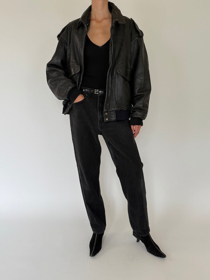 Vintage Leather jacket in Black 5435