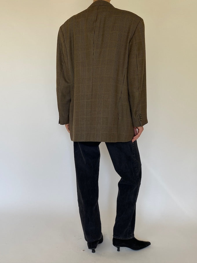 Vintage checked blazer in brown 5732