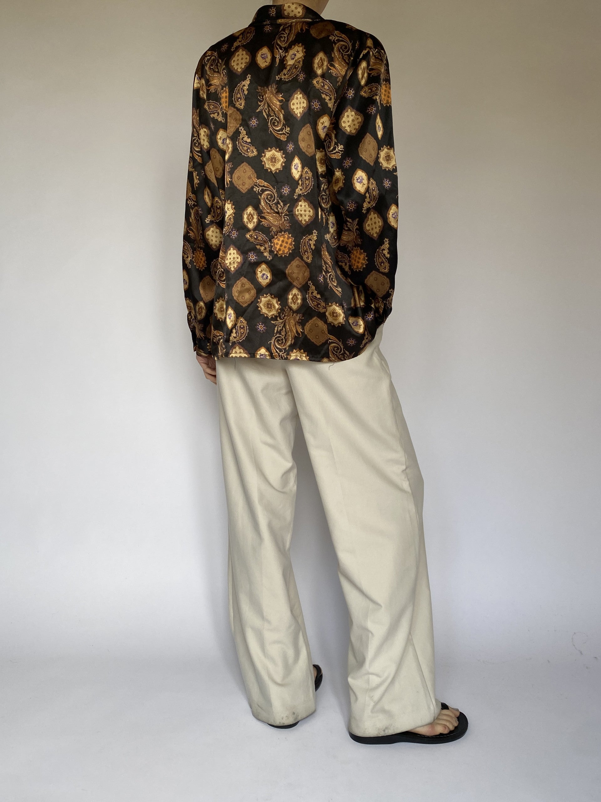 Vintage patterned long sleeve blouse 5541