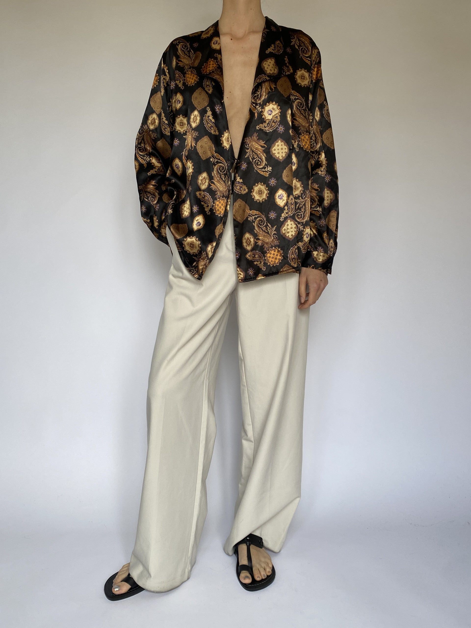 Vintage patterned long sleeve blouse 5541