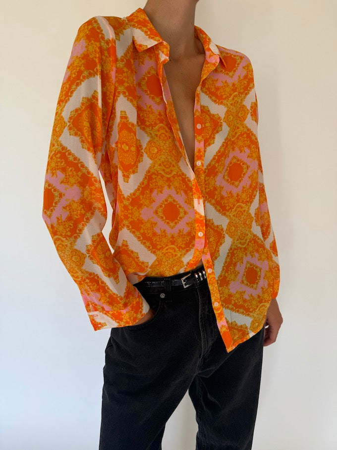 Vintage Orange Light-Weight Blouse 5539