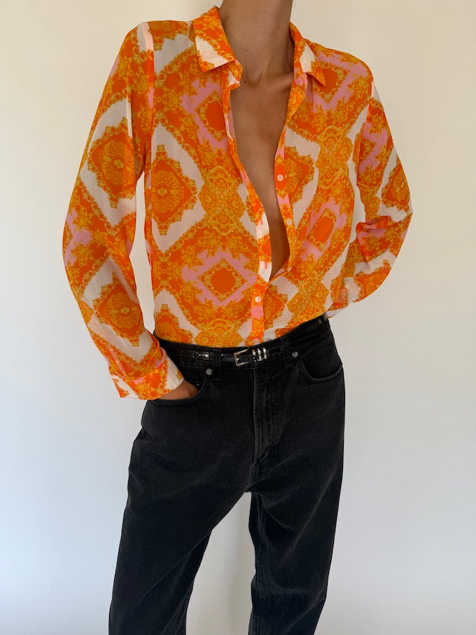 Vintage Orange Light-Weight Blouse 5539