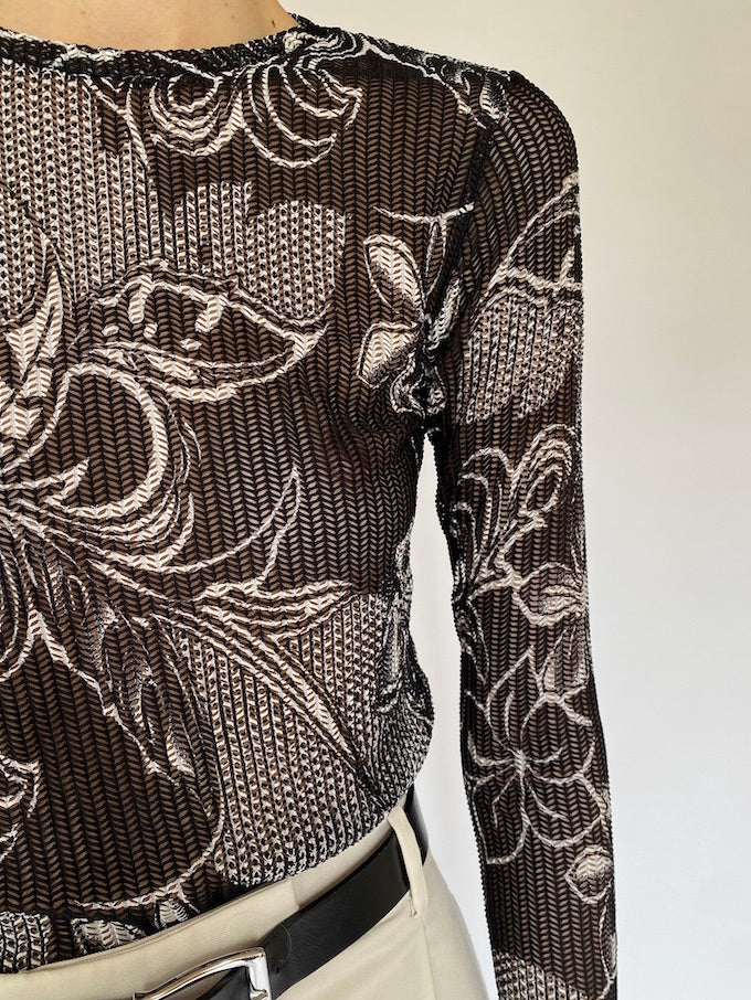 Vintage sheer long-sleeve top 5530