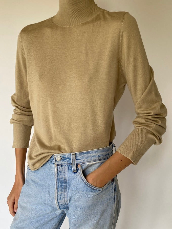 Vintage beige cashmere turtleneck 5565