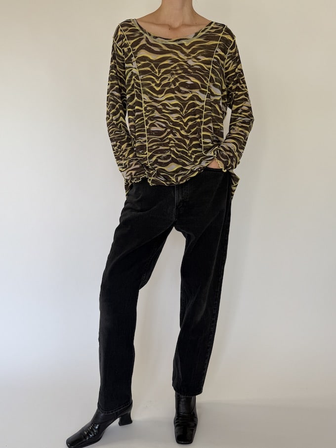 Vintage patterned long sleeve top 3541