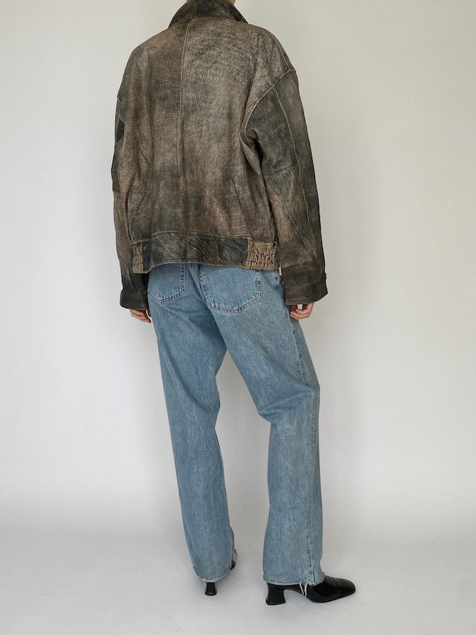 Vintage distressed leather jacket 5352