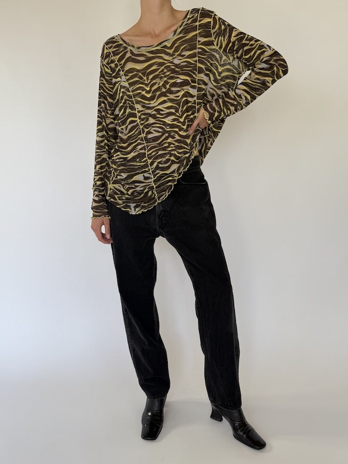 Vintage patterned long sleeve top 3541