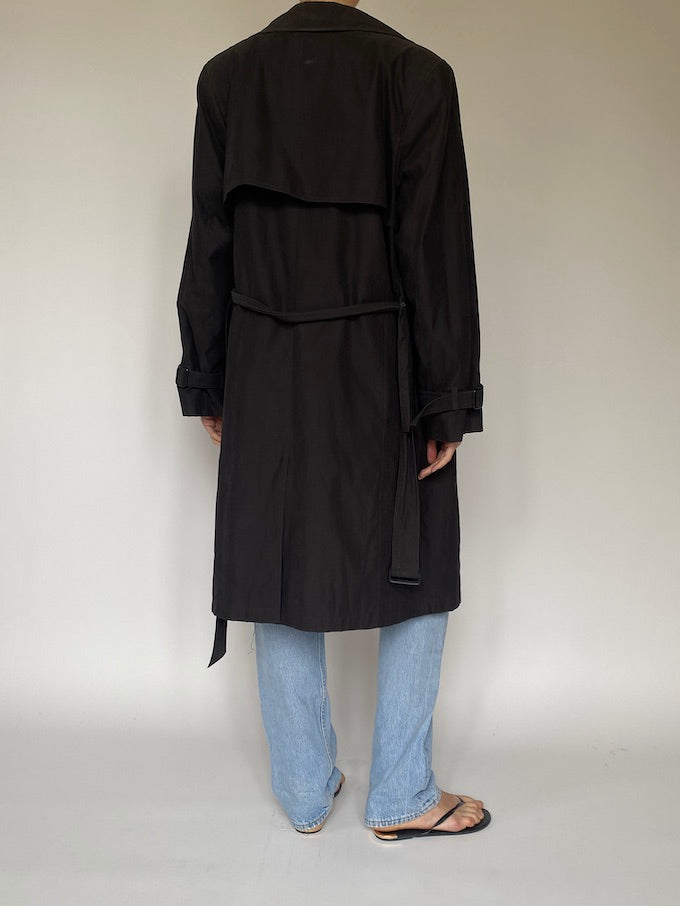 Vintage black trench coat 5289