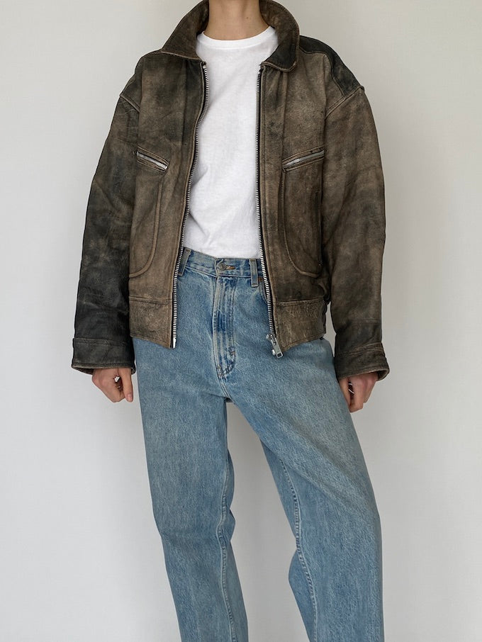 Vintage distressed leather jacket 5352