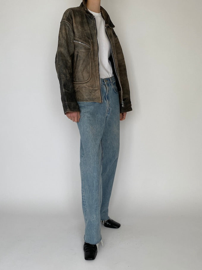 Vintage distressed leather jacket 5352