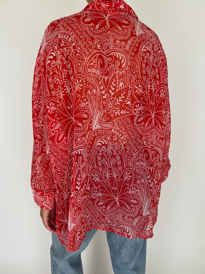 Vintage oversized sheer patterned blouse 5673