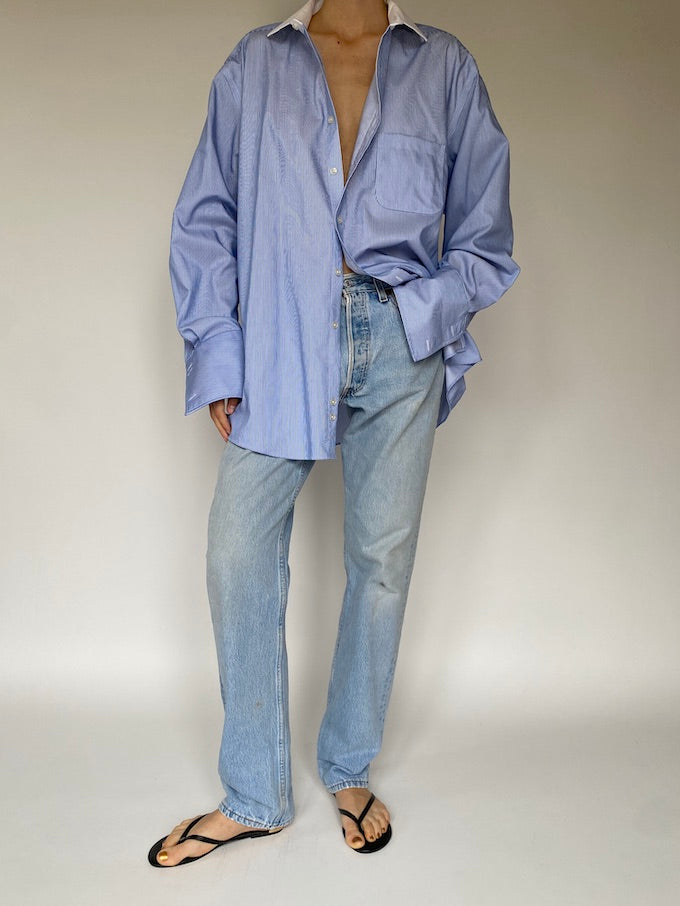 Vintage pinstriped shirt in blue 5583