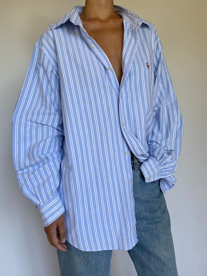 Vintage Oversized Pinstriped Ralph Lauren Shirt 5657