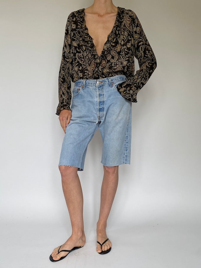 Vintage printed ruffled blouse 4562