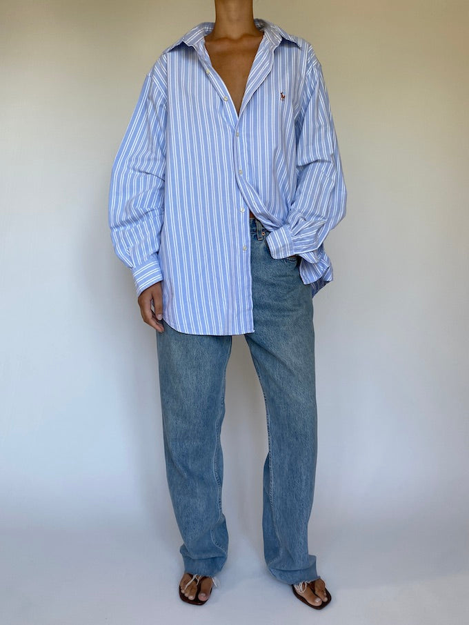 Vintage Oversized Pinstriped Ralph Lauren Shirt 5657
