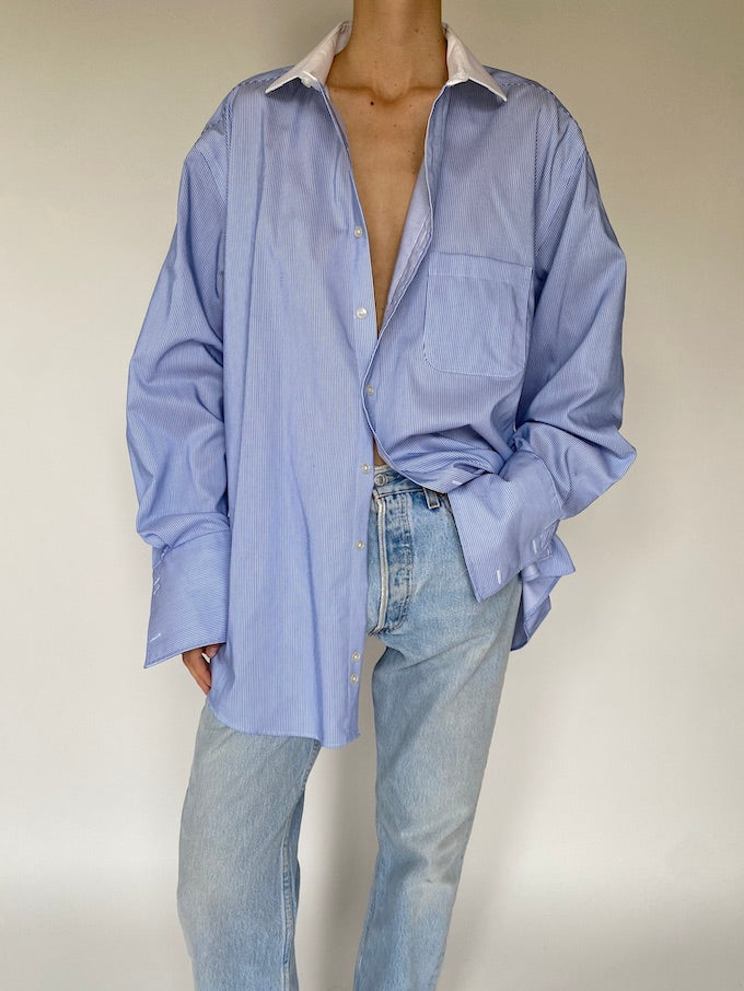 Vintage pinstriped shirt in blue 5583