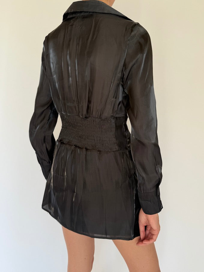 Vintage black long-sleeve blouse 3804