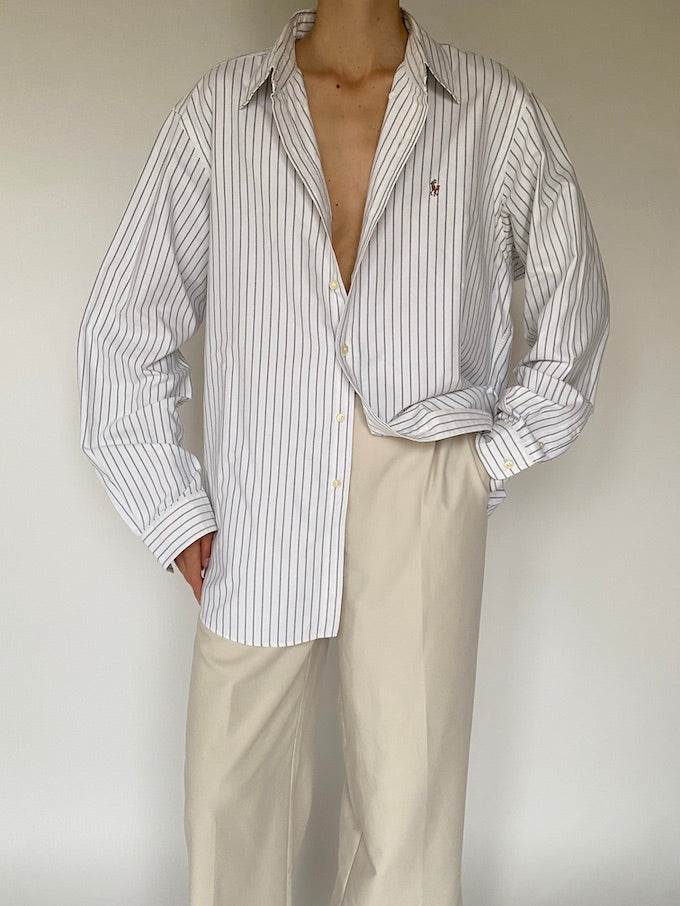 Vintage Ralph Lauren shirt in white and pinstripe 5642