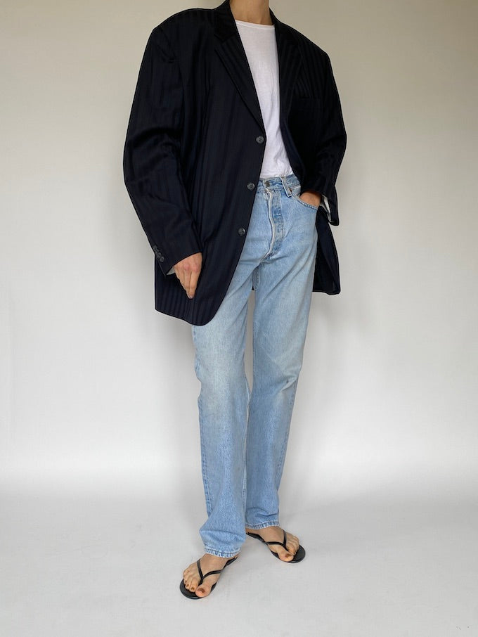 Vintage oversized wool blazer in navy 5570