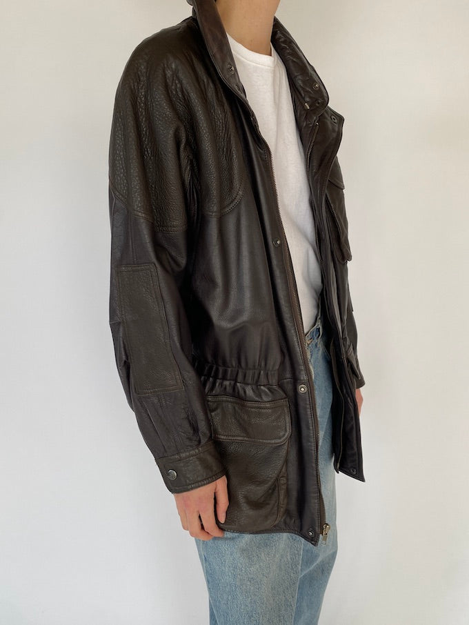 Vintage dark brown leather jacket 5144