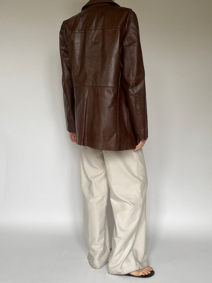 Vintage leather jacket in dark brown 5595