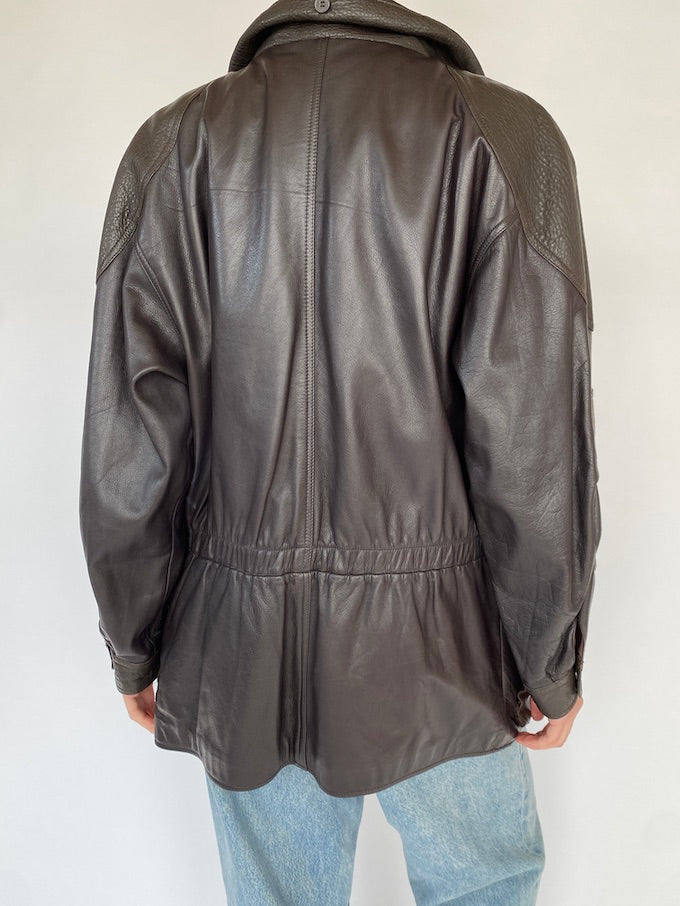 Vintage dark brown leather jacket 5144