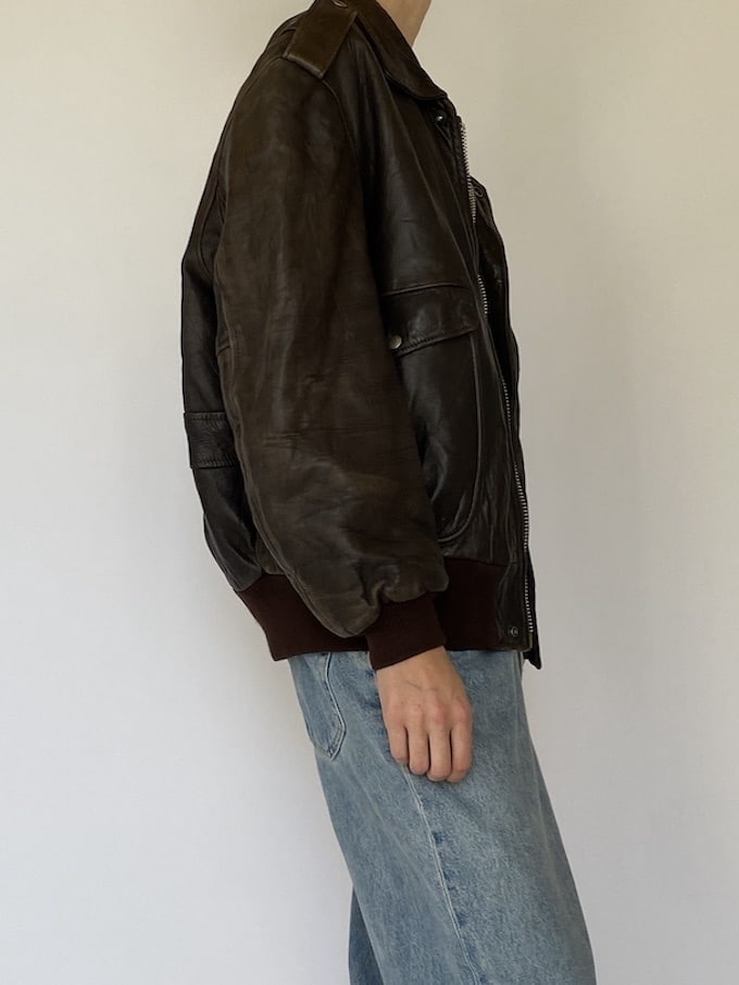 Vintage leather jacket in dark brown 5393