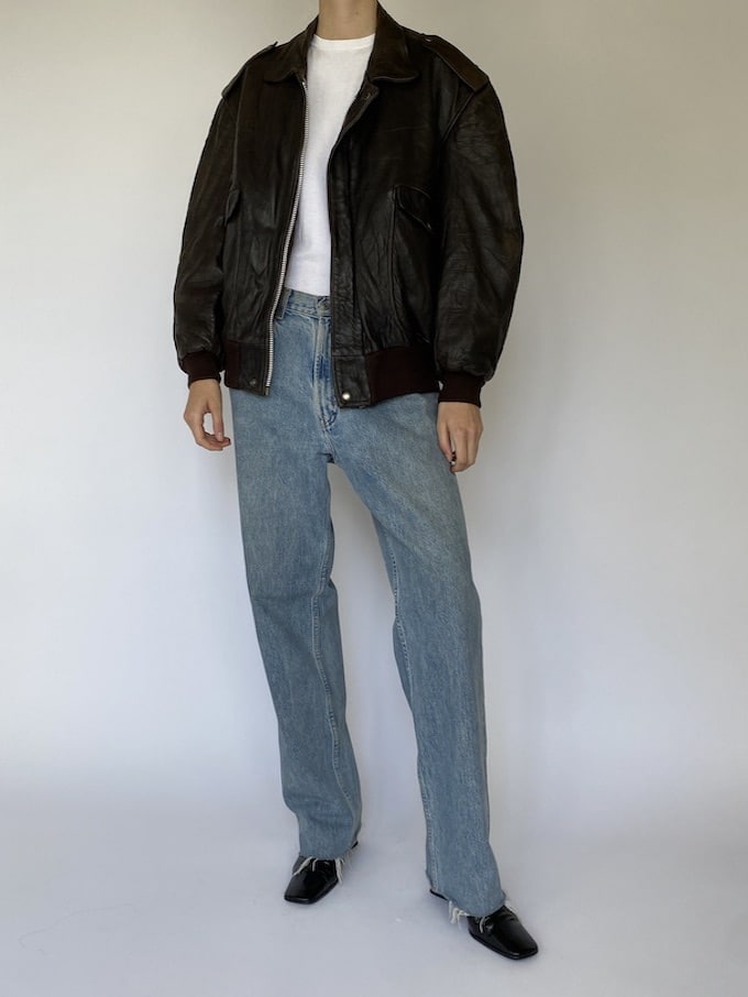 Vintage leather jacket in dark brown 5393