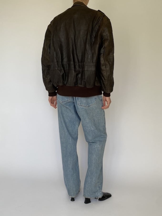 Vintage leather jacket in dark brown 5393