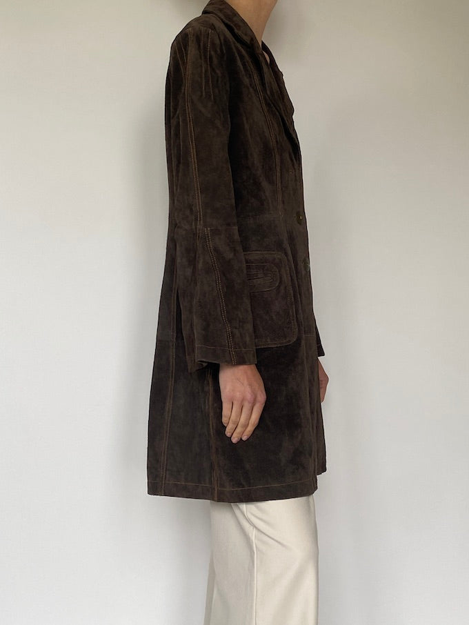 Vintage suede leather jacket in dark brown 5593