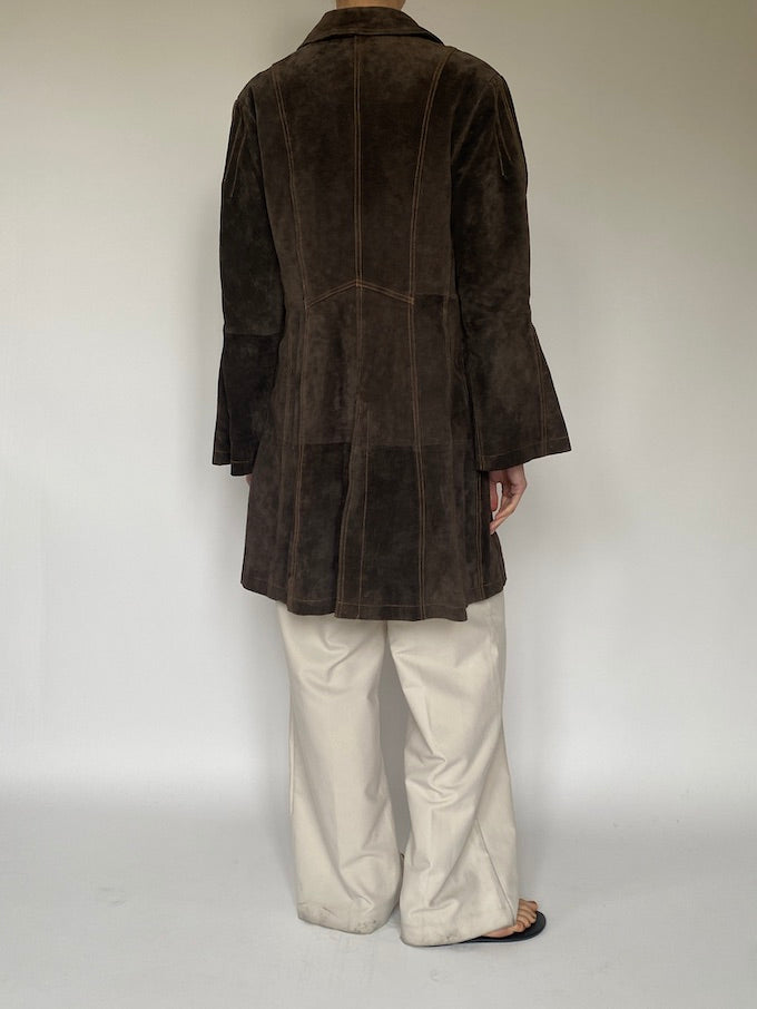 Vintage suede leather jacket in dark brown 5593