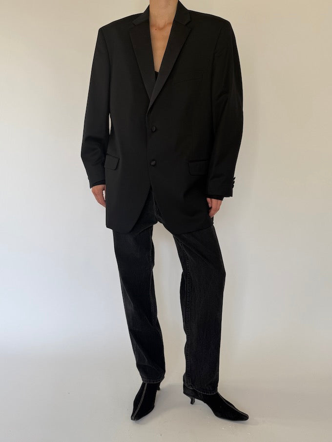 Vintage Oversized Wool Blazer In Black 5568